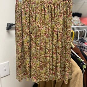 J. Crew Red and Green Skater Skirt Knee-Length Casual